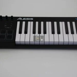 Alesis V25 USB MIDI Keyboard Brand Alesis Number of Keys 25 Connectivity Technology USB Special Feature Velocity Sensitive Keys, Keyboard Controller Model Name V25 About this item MIDI Keyboard with 25 full-sized, velocity sensitive square-front keys, perfect for playing Virtual Instruments 8 velocity- and pressure-sensitive backlit pads for beat production and clip launching 4 assignable knobs and 4 assignable buttons interface with your music software. Seamless, visual feedback via illuminated buttons and knobs Octave Up and Down buttons let you access the full keyboard range and Pitch and modulation wheels deliver expressive, creative control Premium Software Included - Includes Ableton Live Lite, Xpand 2 virtual instrument software by Air Music Tech and MPC Beats
