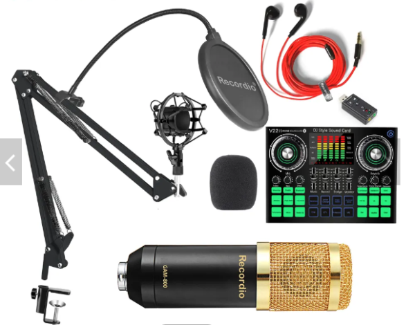 Green Audio V9 Soundcard with Professional Studio Condenser Microphone