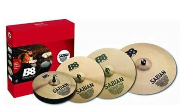 Sabian B8 Performance Set 14 Inch Hats 16 Inch Thin Crash 20 Inch Ride and a FREE 18 Inch Thin Crash